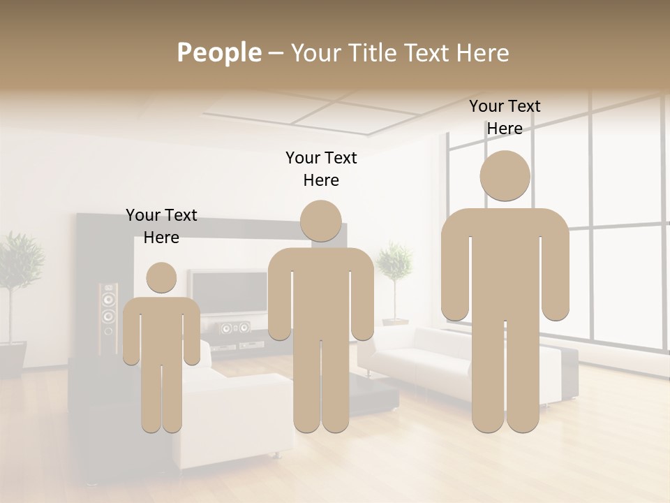 A Living Room With White Furniture And A Flat Screen Tv PowerPoint Template