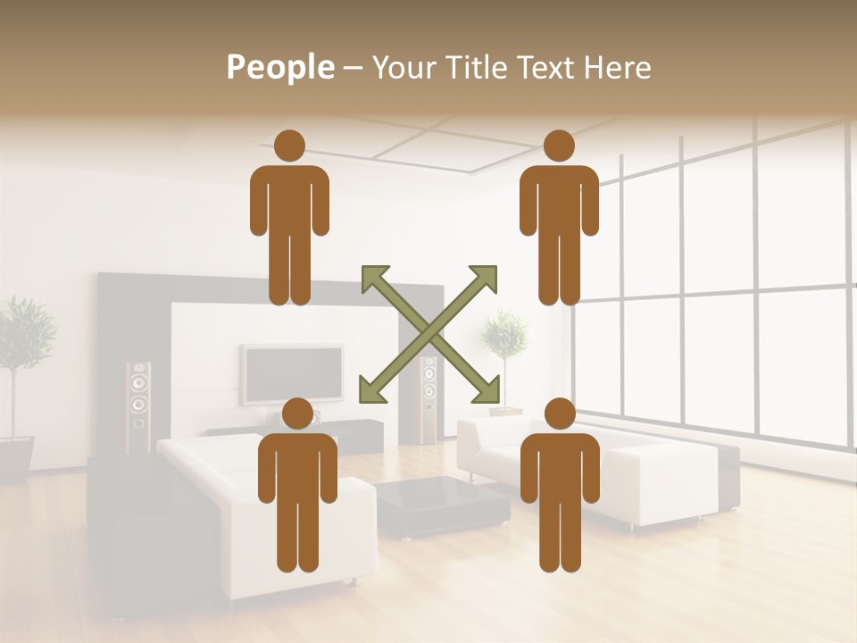 A Living Room With White Furniture And A Flat Screen Tv PowerPoint Template