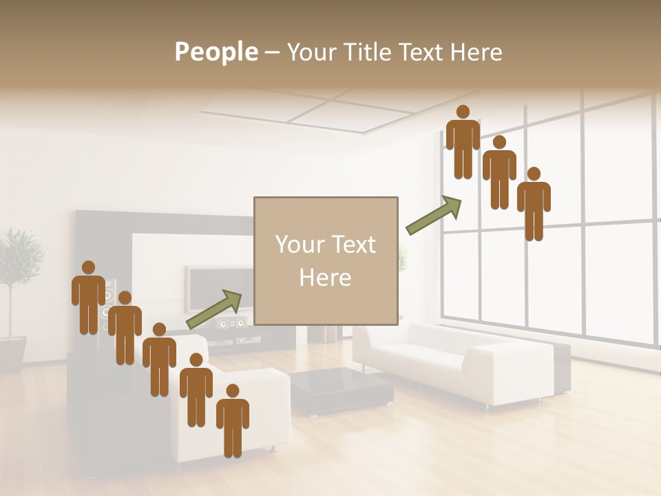 A Living Room With White Furniture And A Flat Screen Tv PowerPoint Template