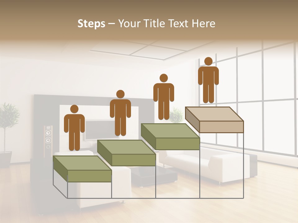 A Living Room With White Furniture And A Flat Screen Tv PowerPoint Template