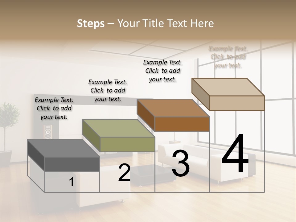 A Living Room With White Furniture And A Flat Screen Tv PowerPoint Template
