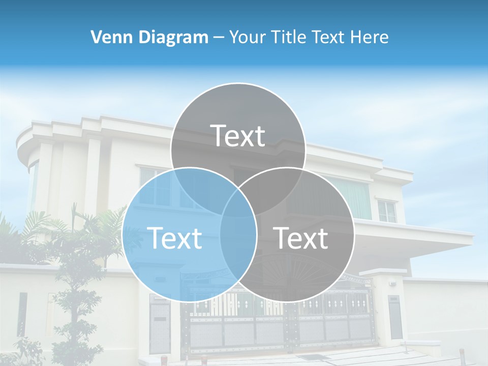 A Large White House With A Gate In Front Of It PowerPoint Template