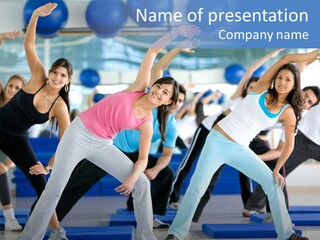 A Group Of Women Doing Yoga In A Gym PowerPoint Template