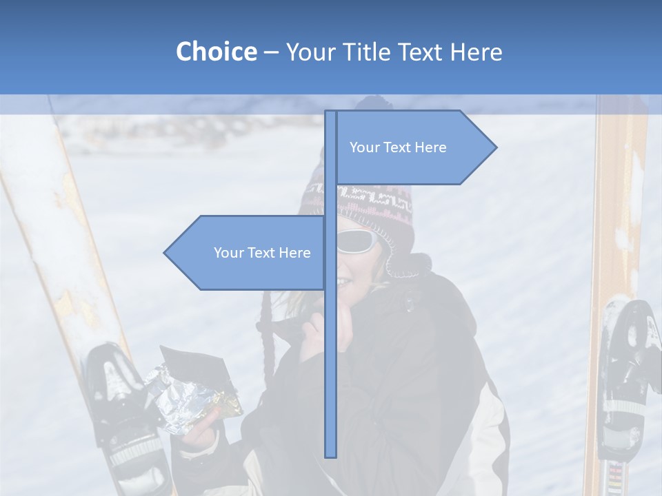 A Woman Sitting In The Snow With Skis On Her Feet PowerPoint Template