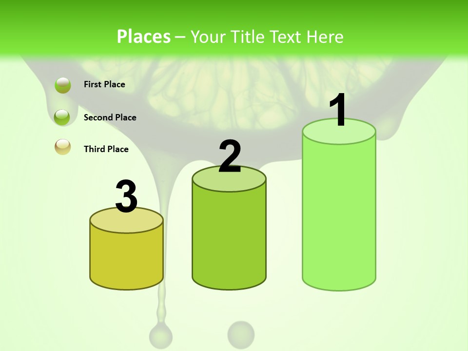 A Slice Of Lime With Drops Of Water On A Green Background PowerPoint Template