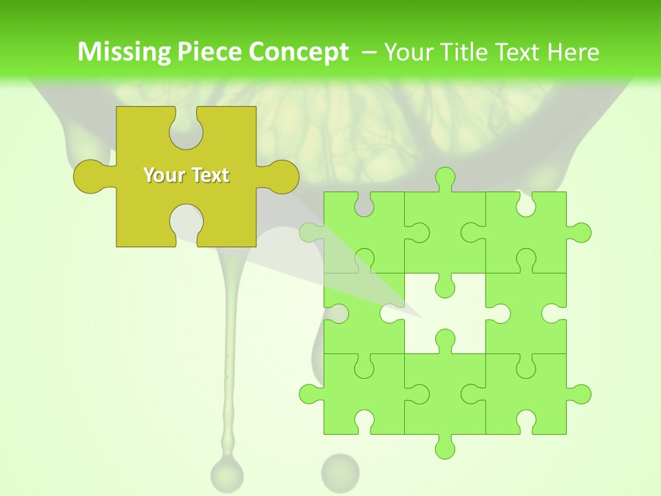 A Slice Of Lime With Drops Of Water On A Green Background PowerPoint Template