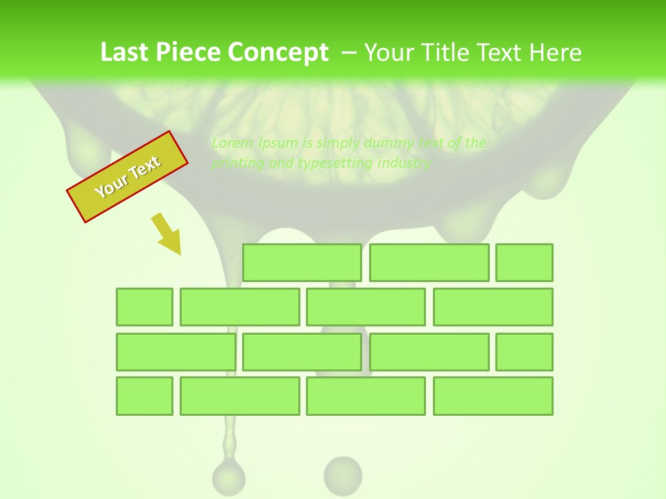 A Slice Of Lime With Drops Of Water On A Green Background PowerPoint Template