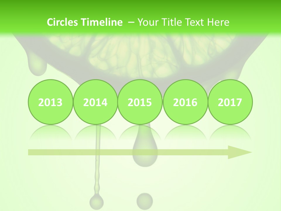 A Slice Of Lime With Drops Of Water On A Green Background PowerPoint Template
