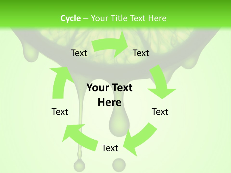 A Slice Of Lime With Drops Of Water On A Green Background PowerPoint Template