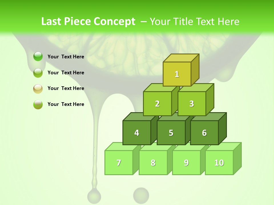 A Slice Of Lime With Drops Of Water On A Green Background PowerPoint Template