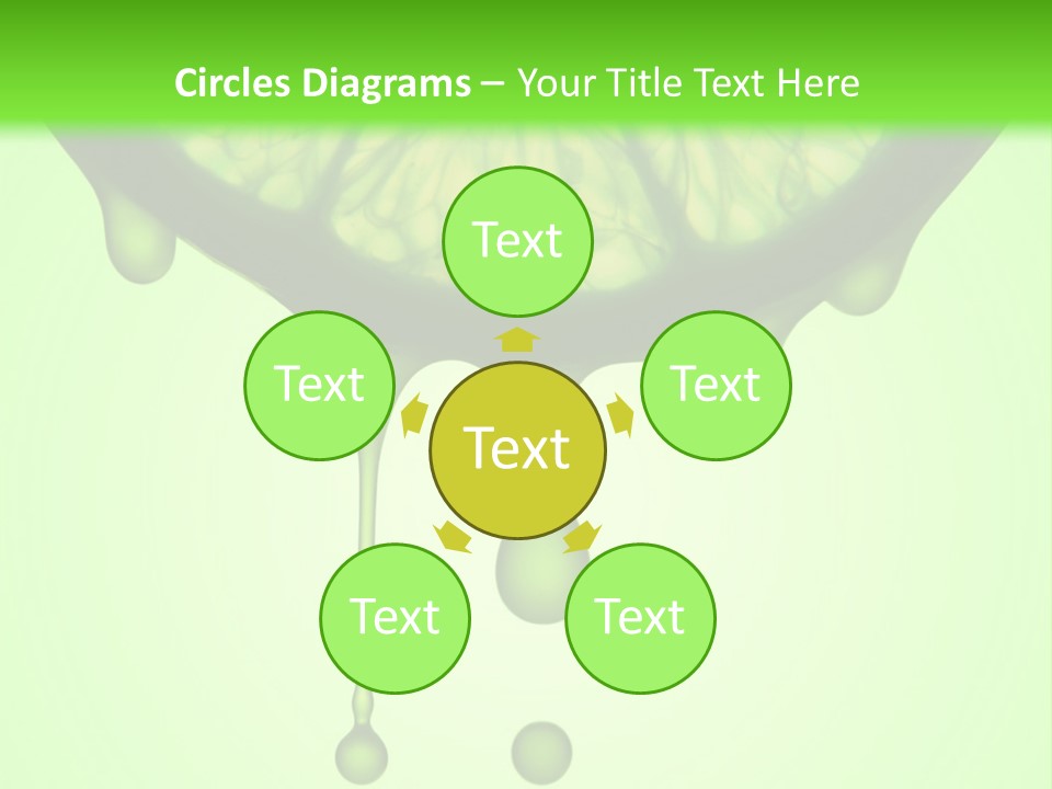 A Slice Of Lime With Drops Of Water On A Green Background PowerPoint Template