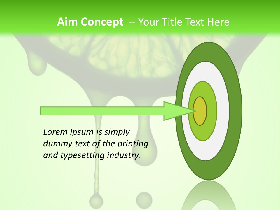 A Slice Of Lime With Drops Of Water On A Green Background PowerPoint Template