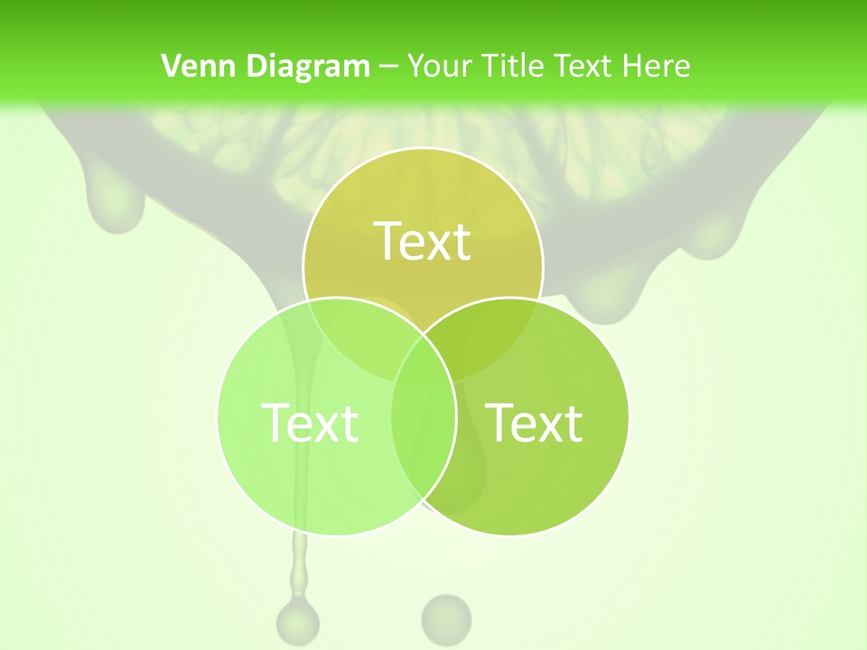 A Slice Of Lime With Drops Of Water On A Green Background PowerPoint Template