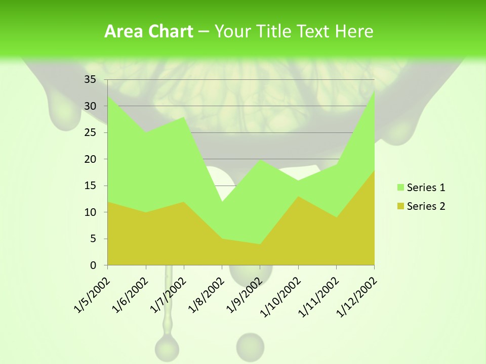 A Slice Of Lime With Drops Of Water On A Green Background PowerPoint Template