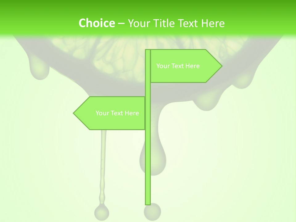A Slice Of Lime With Drops Of Water On A Green Background PowerPoint Template