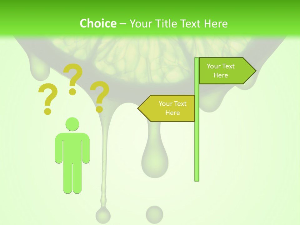 A Slice Of Lime With Drops Of Water On A Green Background PowerPoint Template