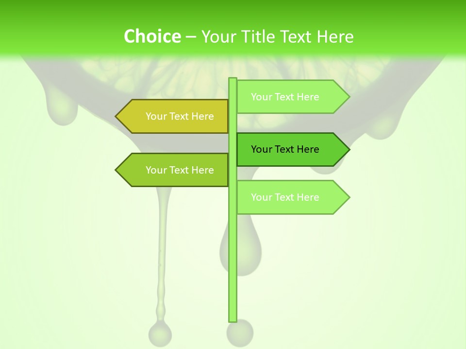 A Slice Of Lime With Drops Of Water On A Green Background PowerPoint Template