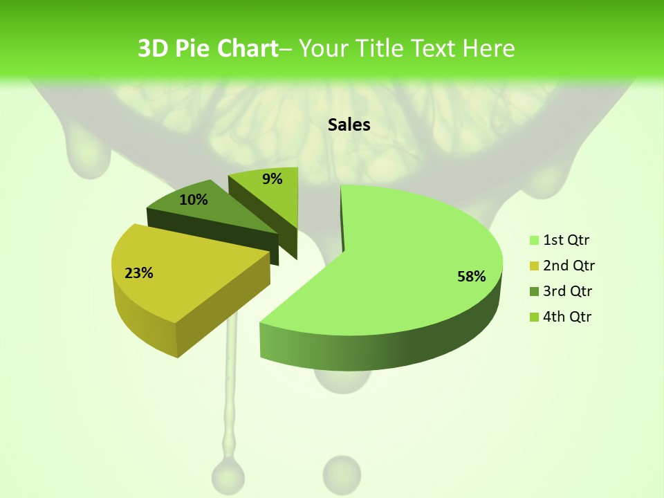 A Slice Of Lime With Drops Of Water On A Green Background PowerPoint Template