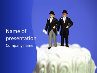 Two Figurines Are Standing On Top Of A Cake PowerPoint Template