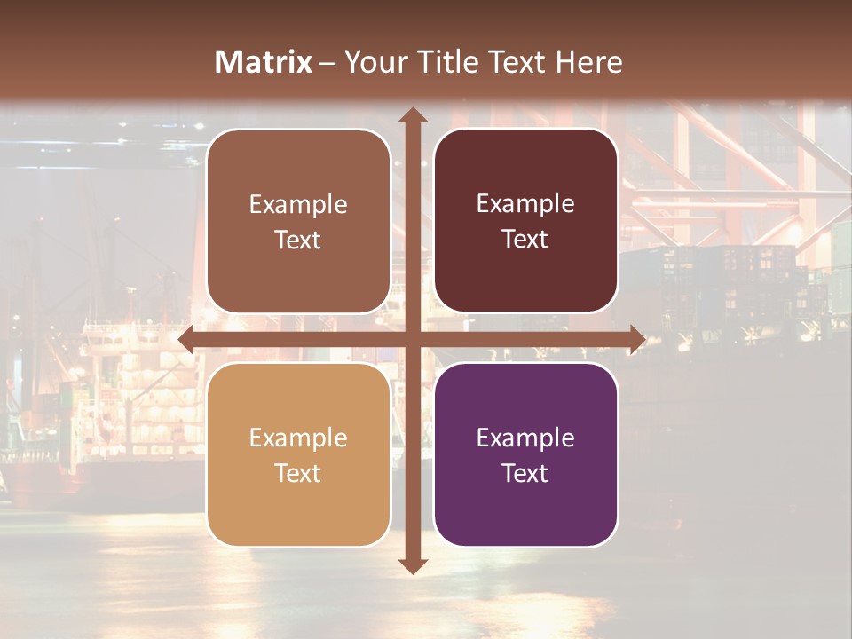 A Large Cargo Ship In A Harbor At Night PowerPoint Template