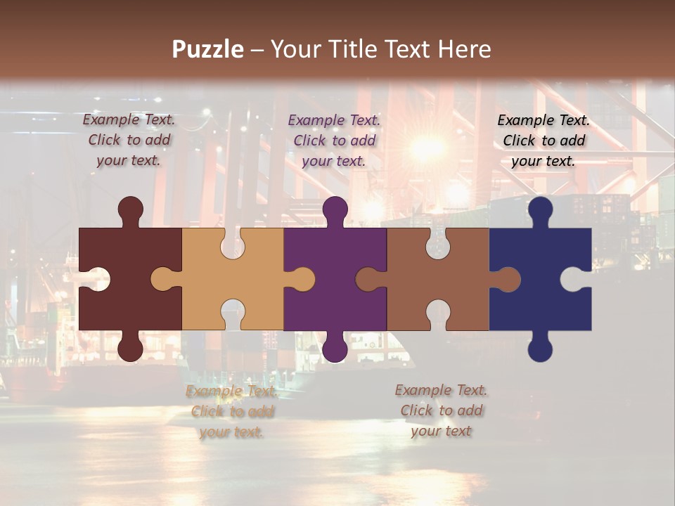 A Large Cargo Ship In A Harbor At Night PowerPoint Template