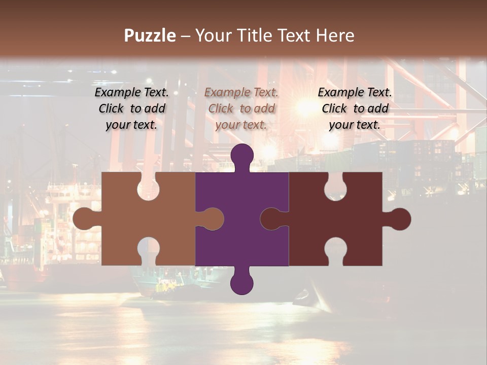 A Large Cargo Ship In A Harbor At Night PowerPoint Template