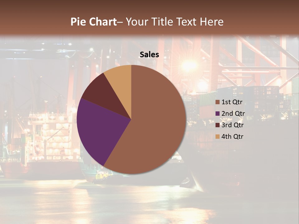 A Large Cargo Ship In A Harbor At Night PowerPoint Template