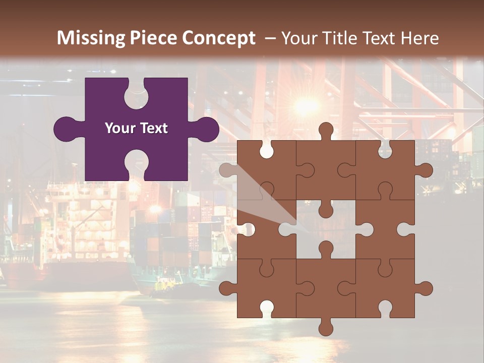 A Large Cargo Ship In A Harbor At Night PowerPoint Template