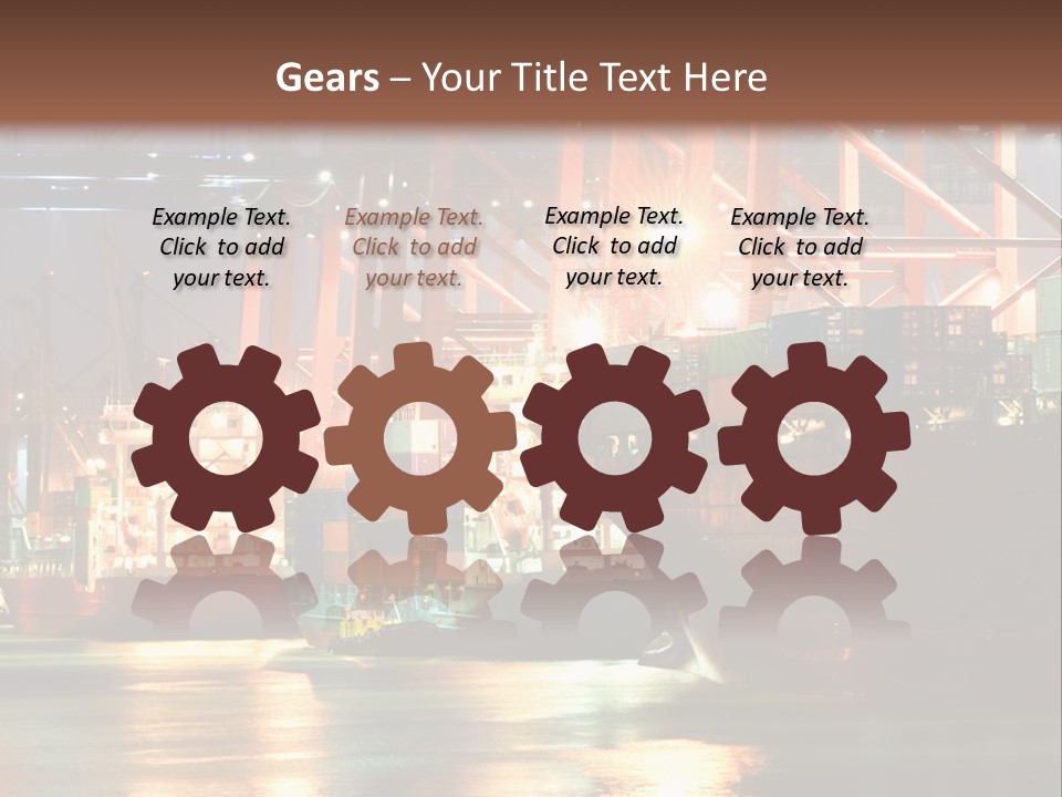 A Large Cargo Ship In A Harbor At Night PowerPoint Template