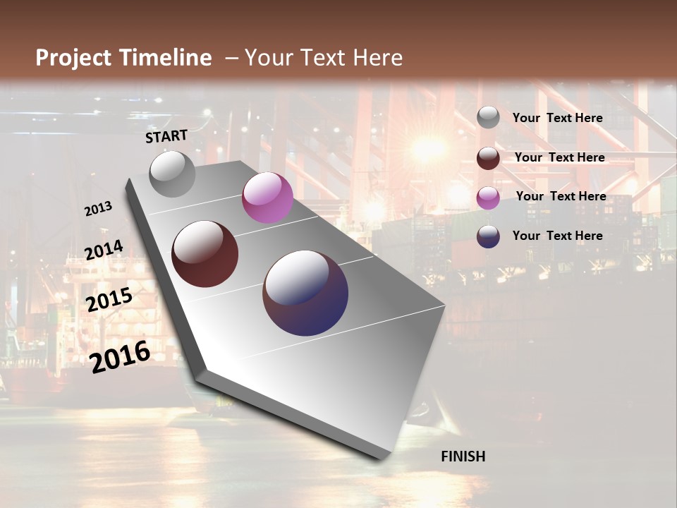 A Large Cargo Ship In A Harbor At Night PowerPoint Template