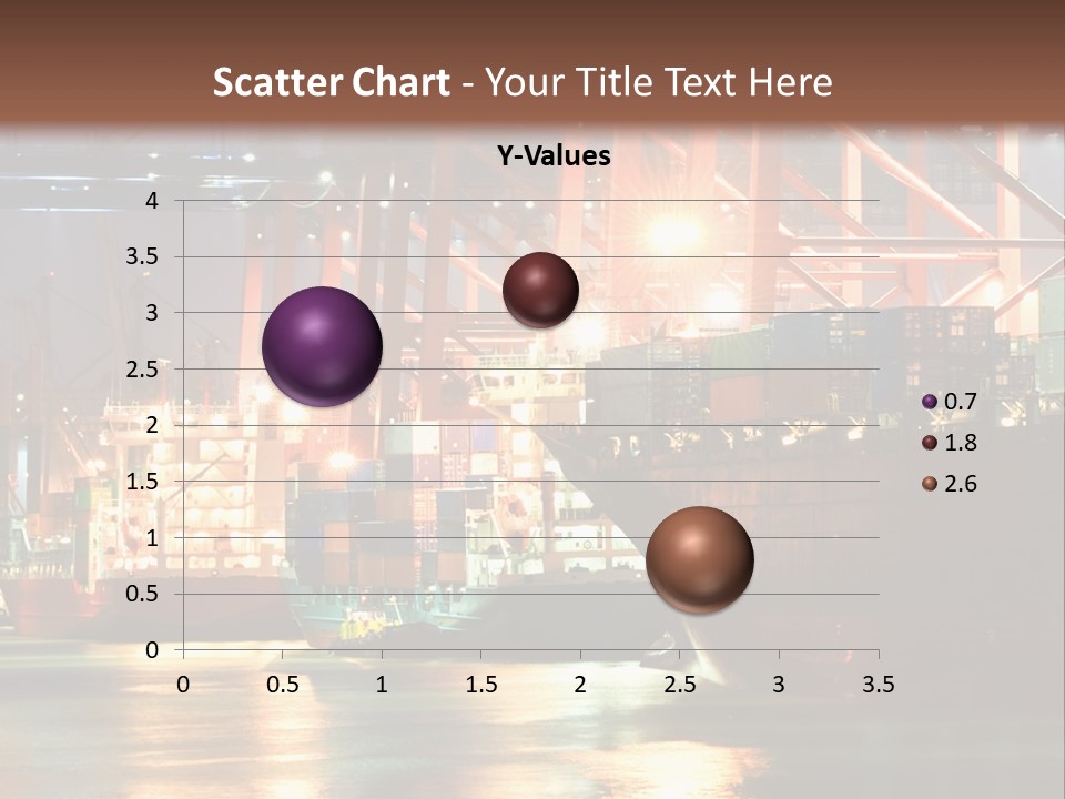 A Large Cargo Ship In A Harbor At Night PowerPoint Template