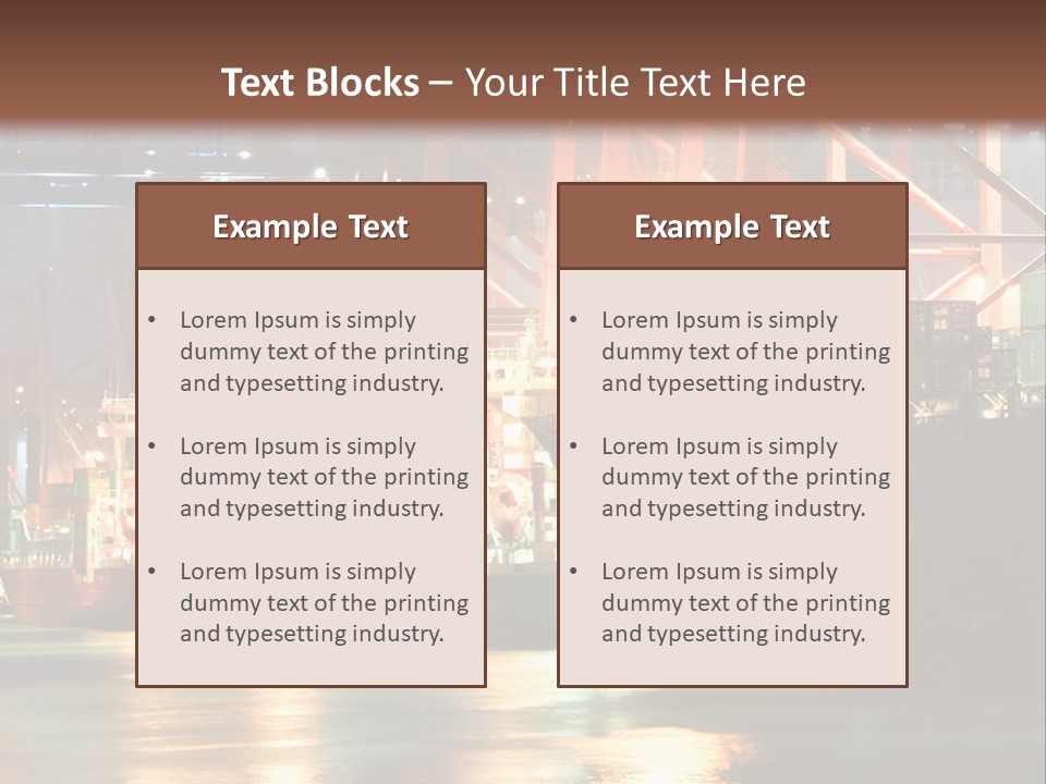 A Large Cargo Ship In A Harbor At Night PowerPoint Template
