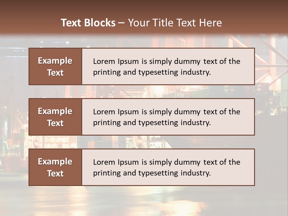 A Large Cargo Ship In A Harbor At Night PowerPoint Template