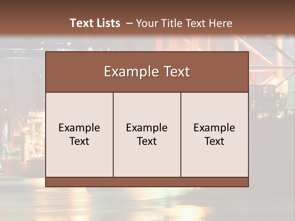 A Large Cargo Ship In A Harbor At Night PowerPoint Template