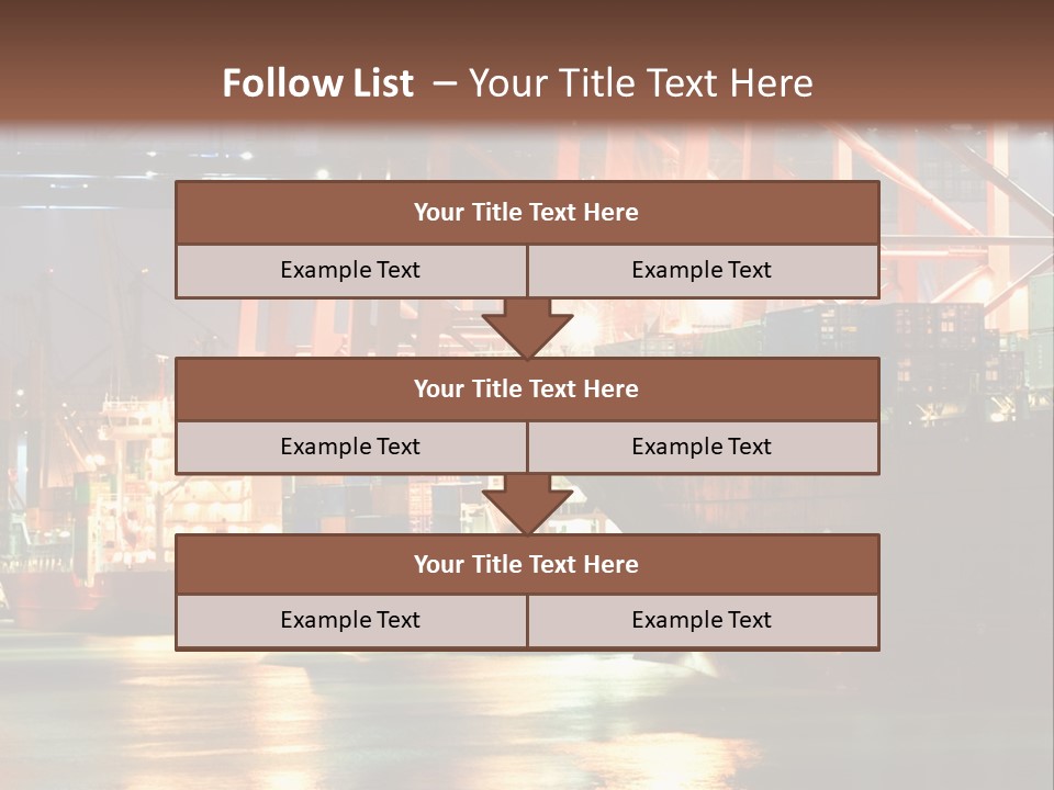 A Large Cargo Ship In A Harbor At Night PowerPoint Template