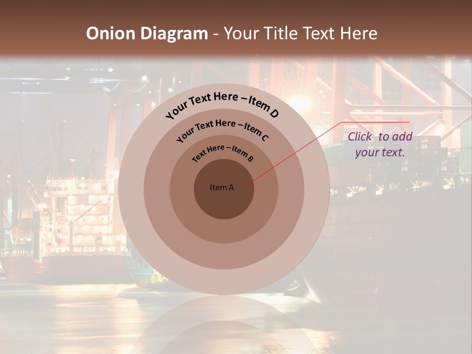 A Large Cargo Ship In A Harbor At Night PowerPoint Template