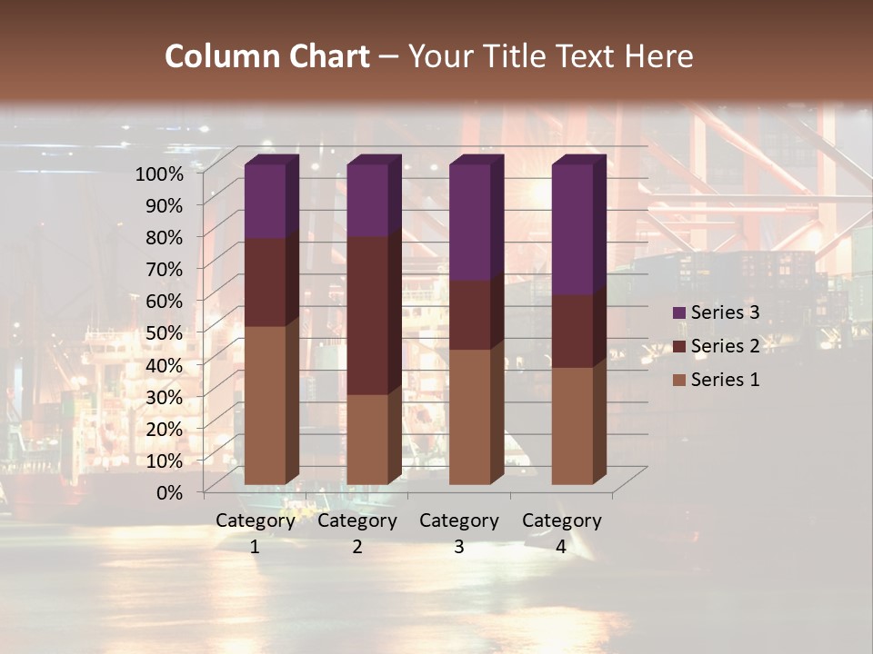 A Large Cargo Ship In A Harbor At Night PowerPoint Template
