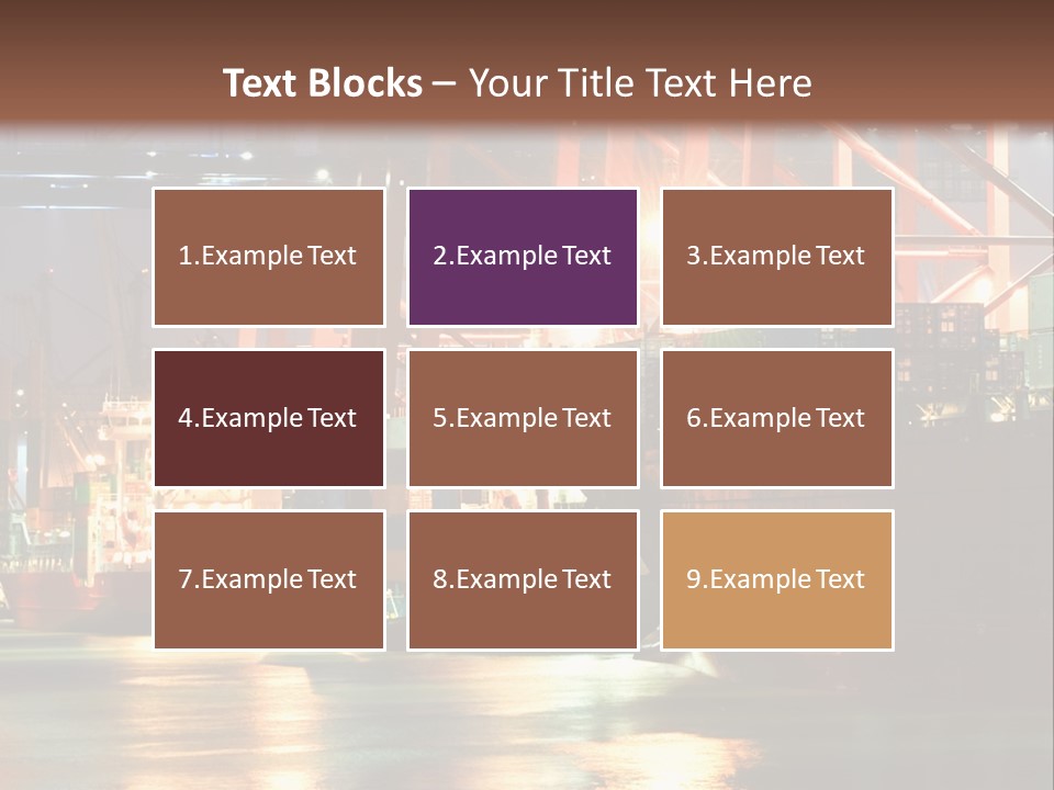 A Large Cargo Ship In A Harbor At Night PowerPoint Template