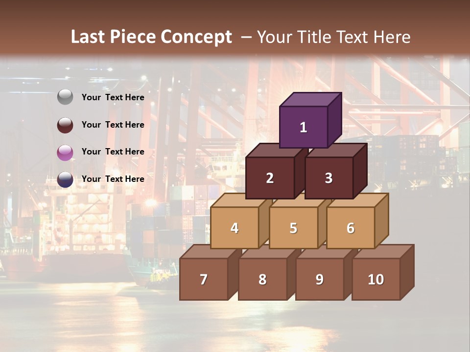 A Large Cargo Ship In A Harbor At Night PowerPoint Template