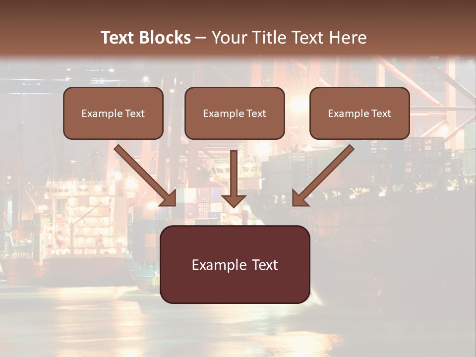 A Large Cargo Ship In A Harbor At Night PowerPoint Template