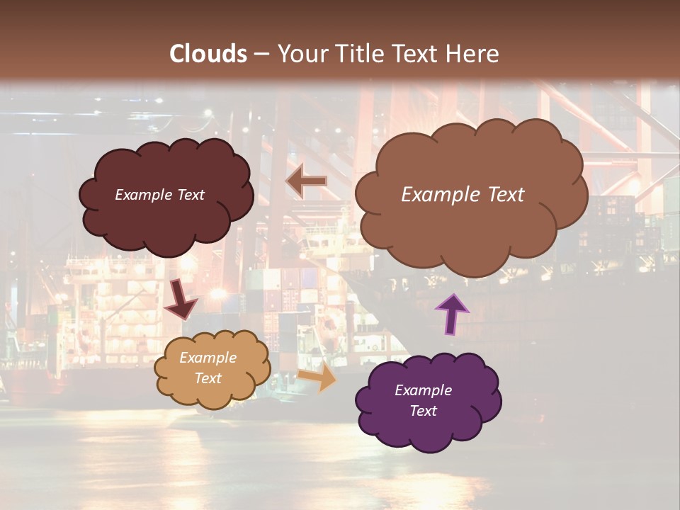 A Large Cargo Ship In A Harbor At Night PowerPoint Template