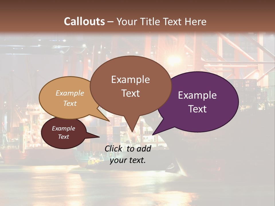 A Large Cargo Ship In A Harbor At Night PowerPoint Template
