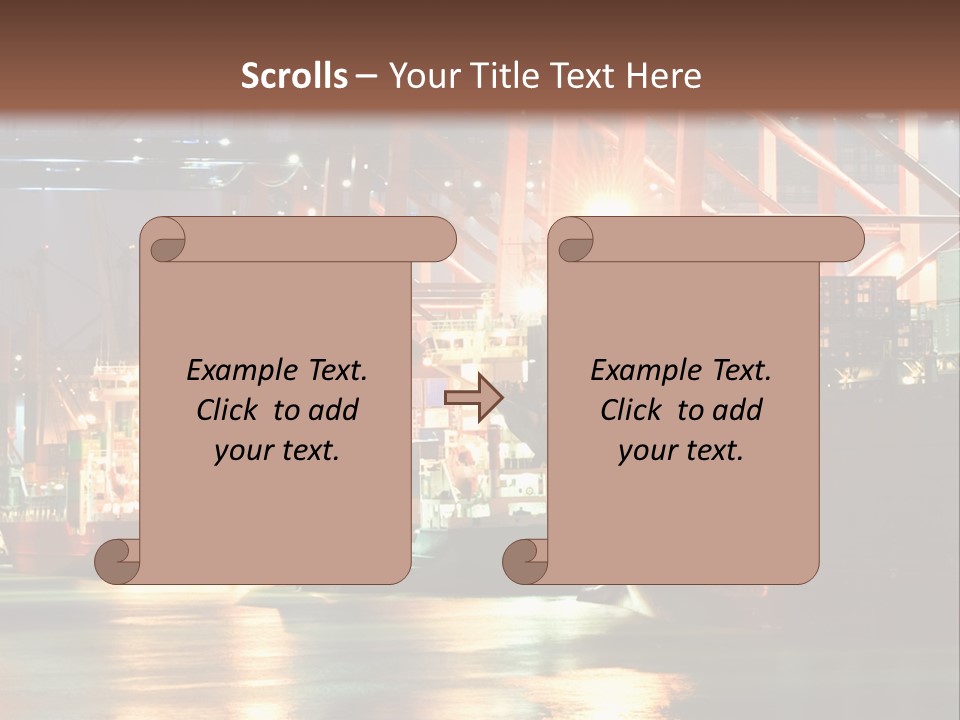 A Large Cargo Ship In A Harbor At Night PowerPoint Template