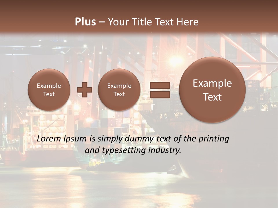 A Large Cargo Ship In A Harbor At Night PowerPoint Template