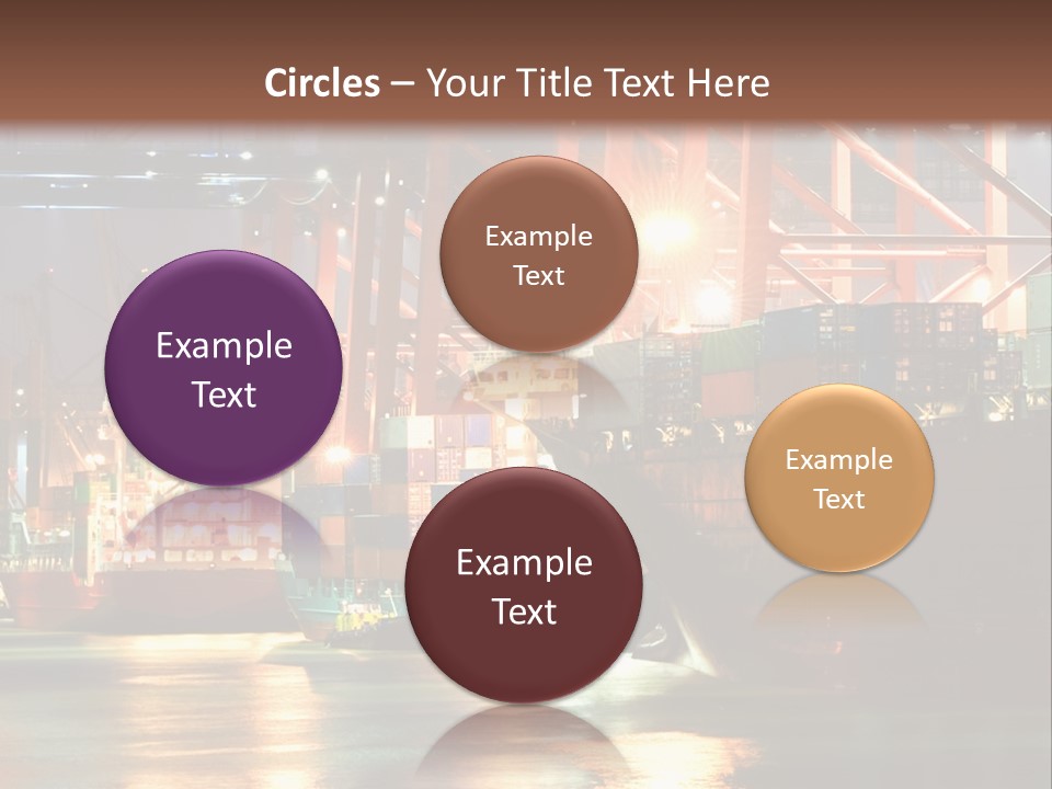 A Large Cargo Ship In A Harbor At Night PowerPoint Template