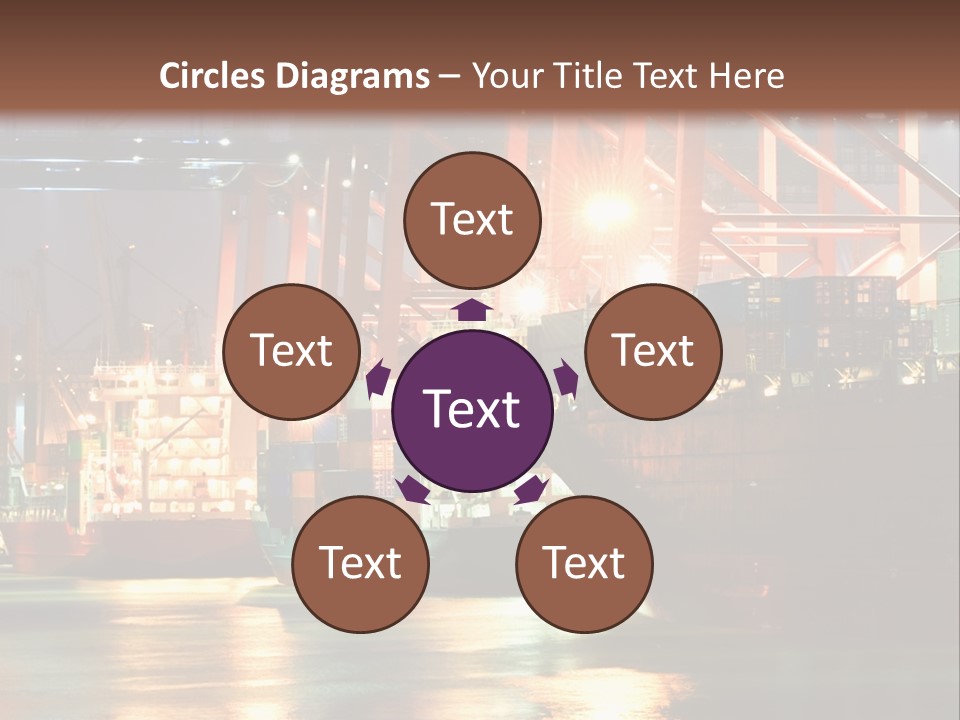 A Large Cargo Ship In A Harbor At Night PowerPoint Template