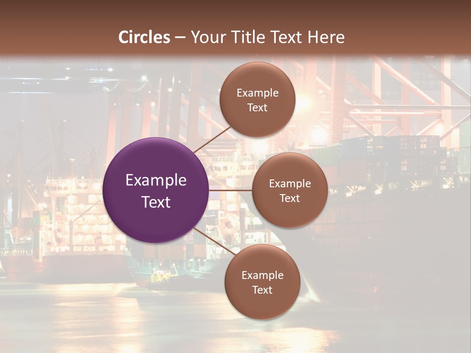 A Large Cargo Ship In A Harbor At Night PowerPoint Template