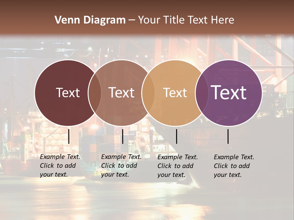 A Large Cargo Ship In A Harbor At Night PowerPoint Template