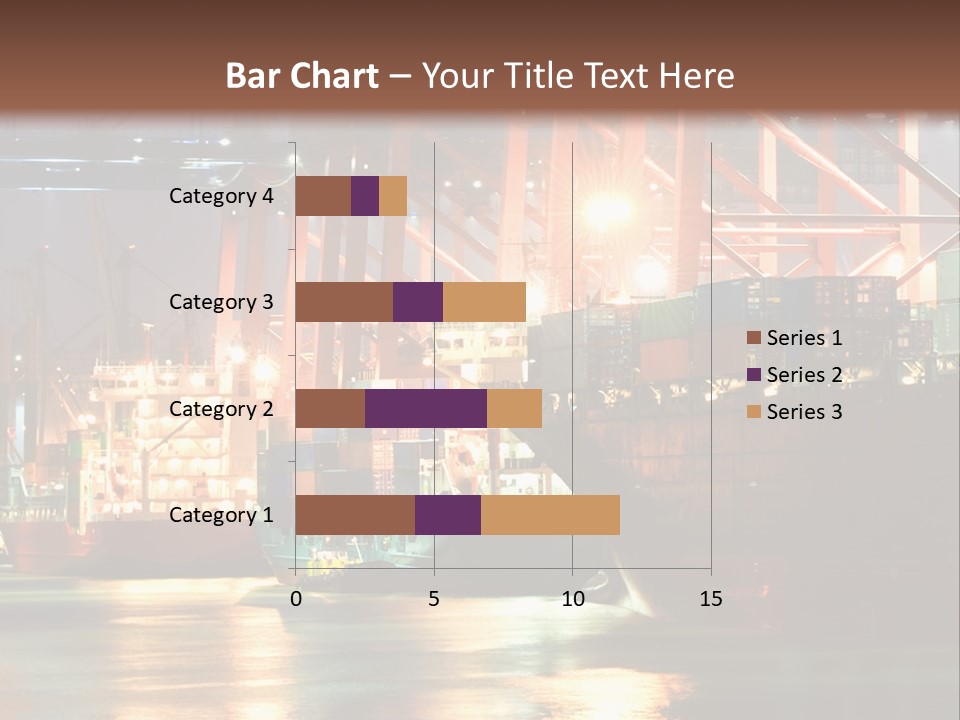 A Large Cargo Ship In A Harbor At Night PowerPoint Template