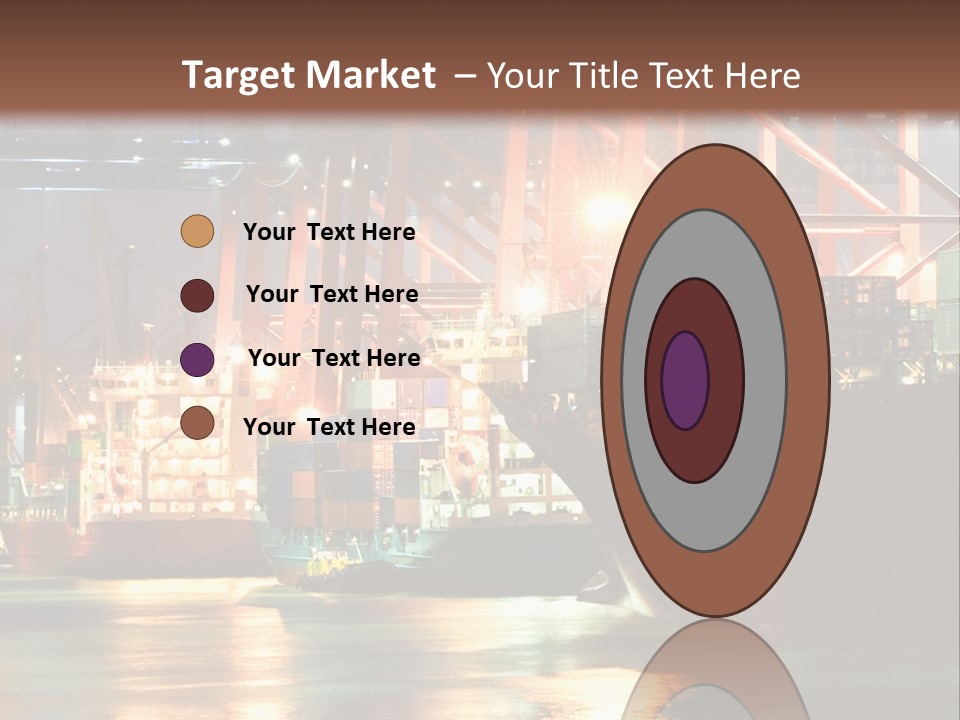 A Large Cargo Ship In A Harbor At Night PowerPoint Template